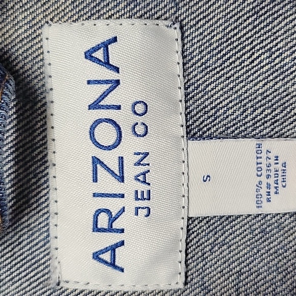 Arizona Jean Jacket Medium Wash Distressed Womens Size S - Picture 2 of 12